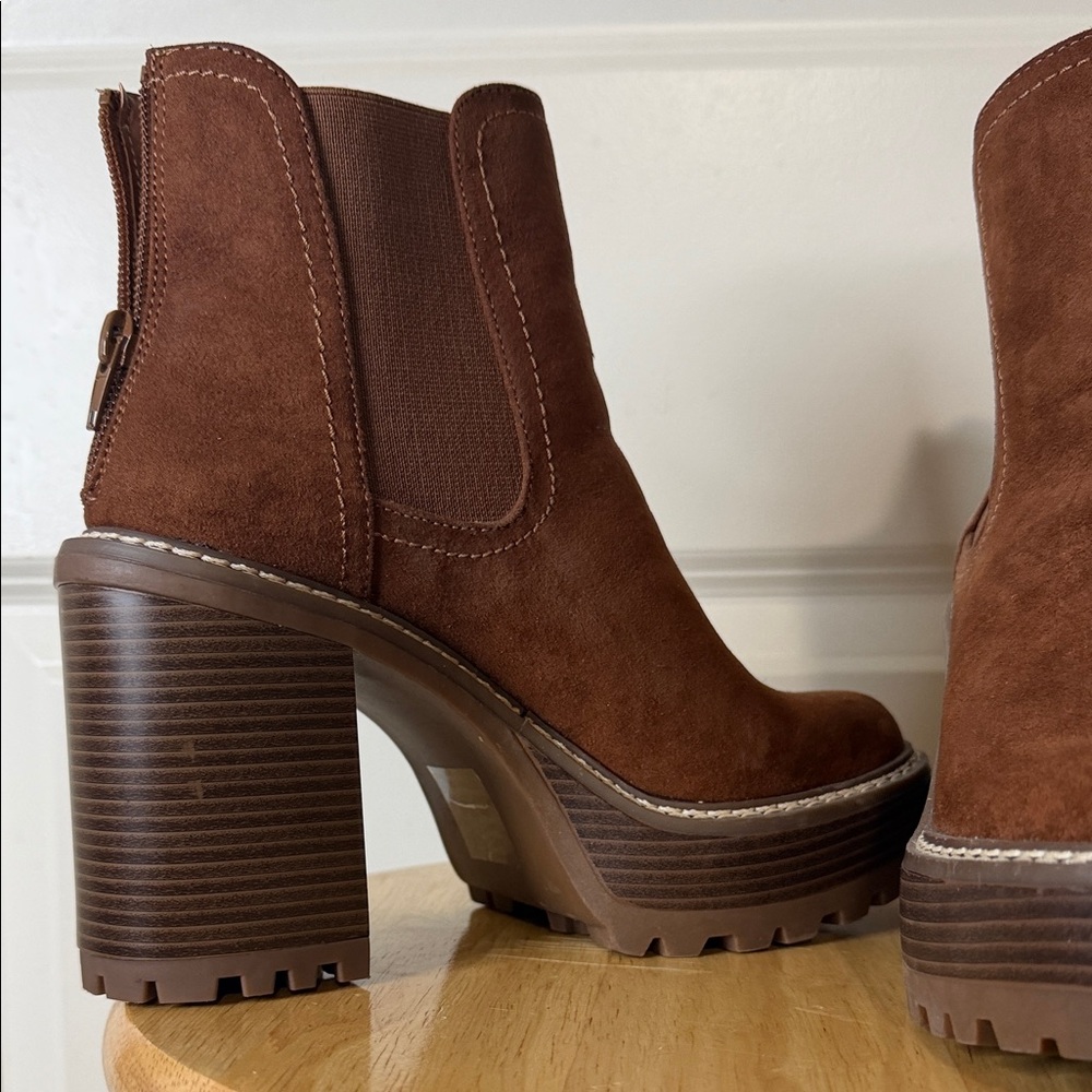 Madden Girl Brown Chunky Heeled Boots - Picture 5 of 5